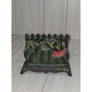 Vtg Cast Iron Painted Watermelon Napkin Letter Holder Country Kitchen Farmhouse